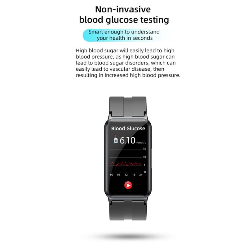 Inteligentny Zegarek EP01: Pomiar Cukru, EKG, Ciśnienia, Tętna i Temp. Całodobowy Monitoring Fitness!