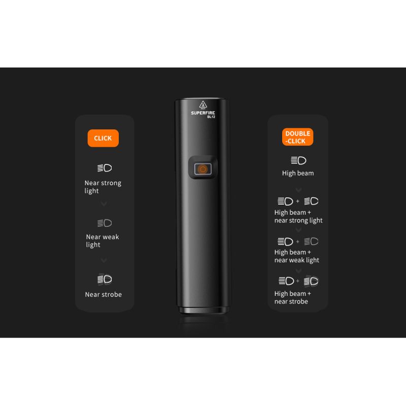 SUPERFIRE BL12 1300 lm Przednie swiatlo roweru USB Akumulator 4800 mAh LED Reflektor Lampa rowerowa Kolarstwo