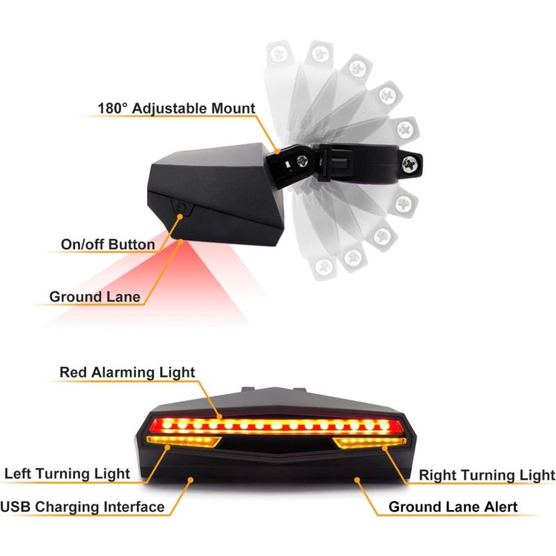Ampulla C1 Tylna Lampka Rowerowa LED z Pilotem, Kierunkowskazy, Projektor Pasa - Bezpieczeństwo Jazdy Nocą
