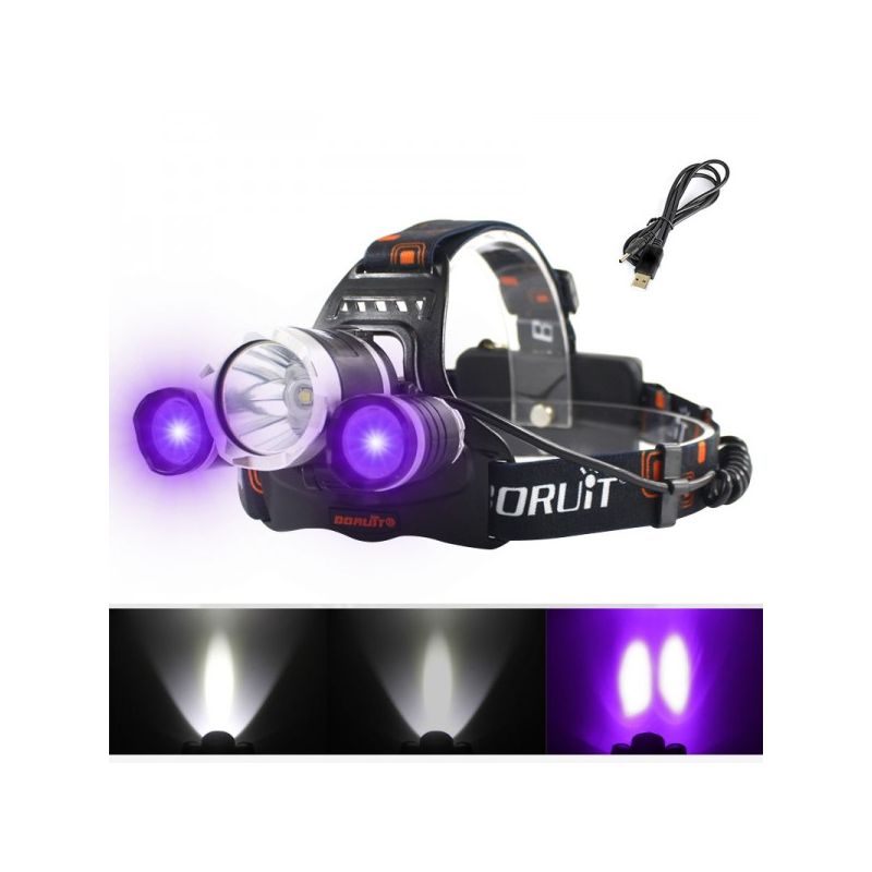 Czołówka Boruit RJ-3000 reflektor LED światło białe T6 sprzęt przygodowy jasność 1000 lumenów różnorodne tryby