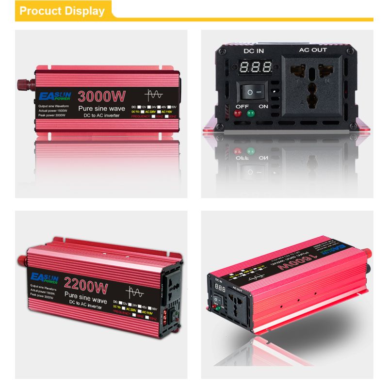 Falownik Czysta Fala Sinusoidalna 3000W DC 12V AC 220V Transformator Konwerter z Obudową ze Stopu Magnezu