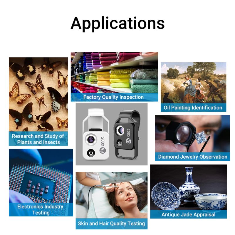 Obiektyw Mikroskopowy APEXEL 200X do Smartfonów z Mobilną Lampą LED i Wysokiej Jakości Obrazami Dla iPhone Samsung