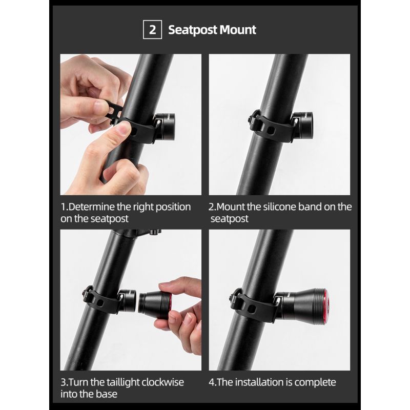 ROCKBROS Q5 inteligentne tylne światło rowerowe z automatycznym hamowaniem IPX6 wodoodporne bezpieczeństwo