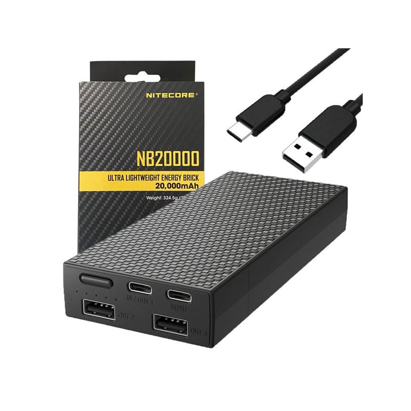 Nitecore NB20000 QC lekki wytrzymały power bank 20000mAh szybkie ładowanie USB USB-C idealny gadżet outdoorowy