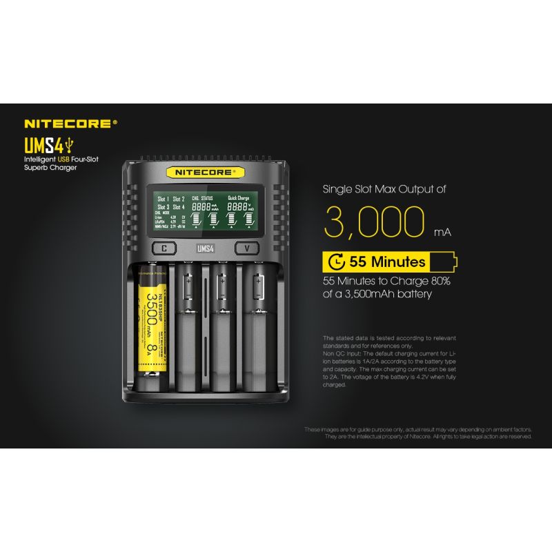 Nitecore UMS4 inteligentna ładowarka USB z szybkim ładowaniem do baterii 18650 21700 26650 dla entuzjastów