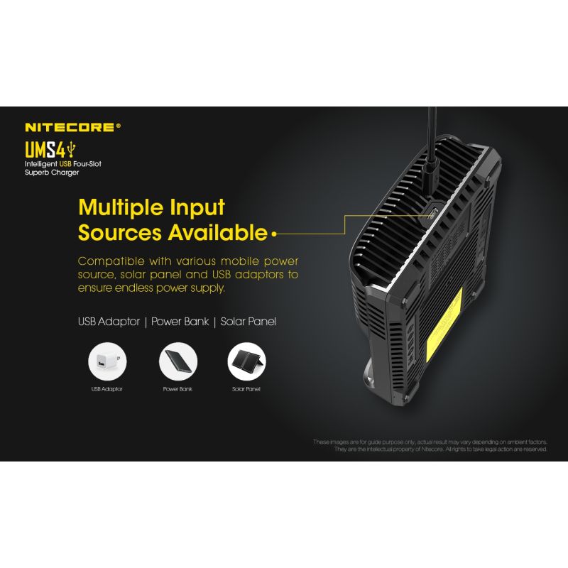 Nitecore UMS4 inteligentna ładowarka USB z szybkim ładowaniem do baterii 18650 21700 26650 dla entuzjastów