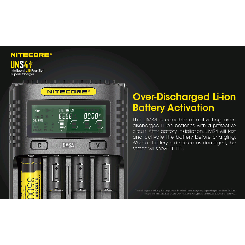 Nitecore UMS4 inteligentna ładowarka USB z szybkim ładowaniem do baterii 18650 21700 26650 dla entuzjastów