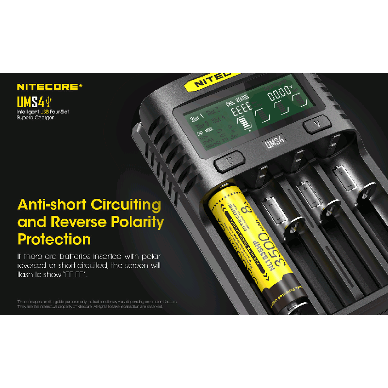Nitecore UMS4 inteligentna ładowarka USB z szybkim ładowaniem do baterii 18650 21700 26650 dla entuzjastów