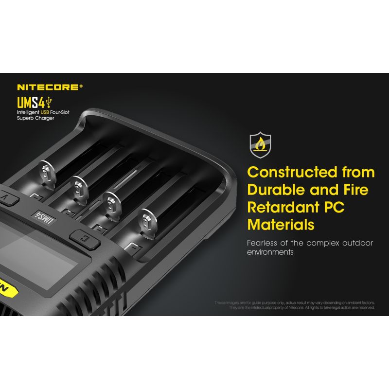 Nitecore UMS4 inteligentna ładowarka USB z szybkim ładowaniem do baterii 18650 21700 26650 dla entuzjastów