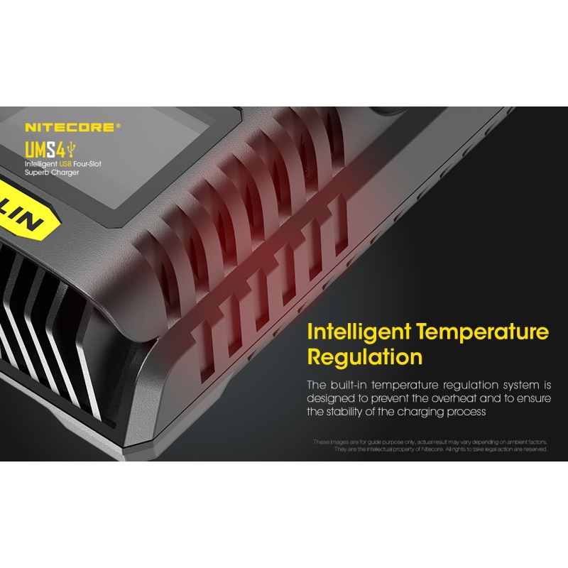 Nitecore UMS4 inteligentna ładowarka USB z szybkim ładowaniem do baterii 18650 21700 26650 dla entuzjastów