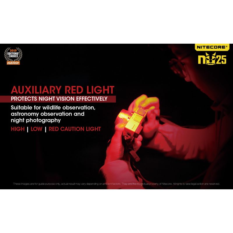 Nitecore NU25 XP-G2 S3 LED czołówka 360 lumenów ładowalna lekka lampka outdoorowa z akumulatorem USB