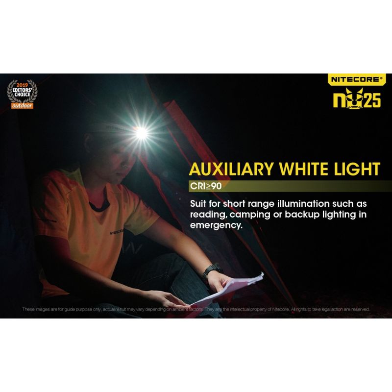 Nitecore NU25 XP-G2 S3 LED czołówka 360 lumenów ładowalna lekka lampka outdoorowa z akumulatorem USB