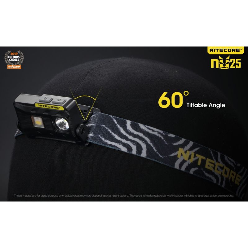Nitecore NU25 XP-G2 S3 LED czołówka 360 lumenów ładowalna lekka lampka outdoorowa z akumulatorem USB