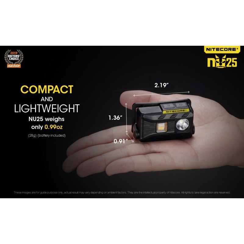 Nitecore NU25 XP-G2 S3 LED czołówka 360 lumenów ładowalna lekka lampka outdoorowa z akumulatorem USB