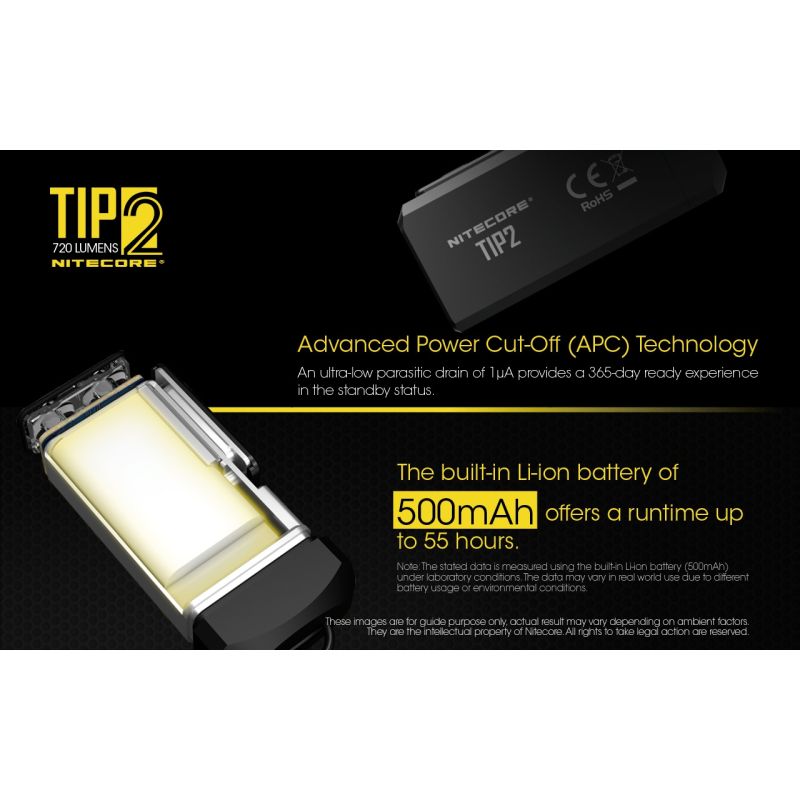 Latarka NITECORE TIP2 720 lumenów kompaktowy design ładowanie USB latarka brelok outdoorowa przygoda