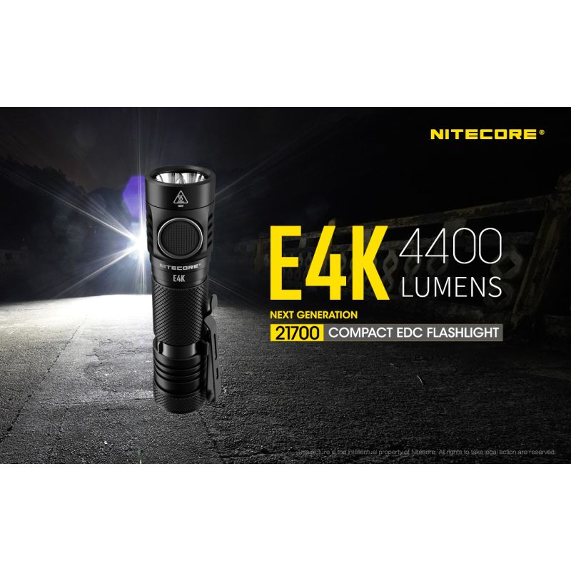 Nitecore E4K 4400 Lumenów LED XP-L2 V6 Kompaktowa Latarka EDC IP68 Wodoodporna Wysoka Jasność Niezawodna