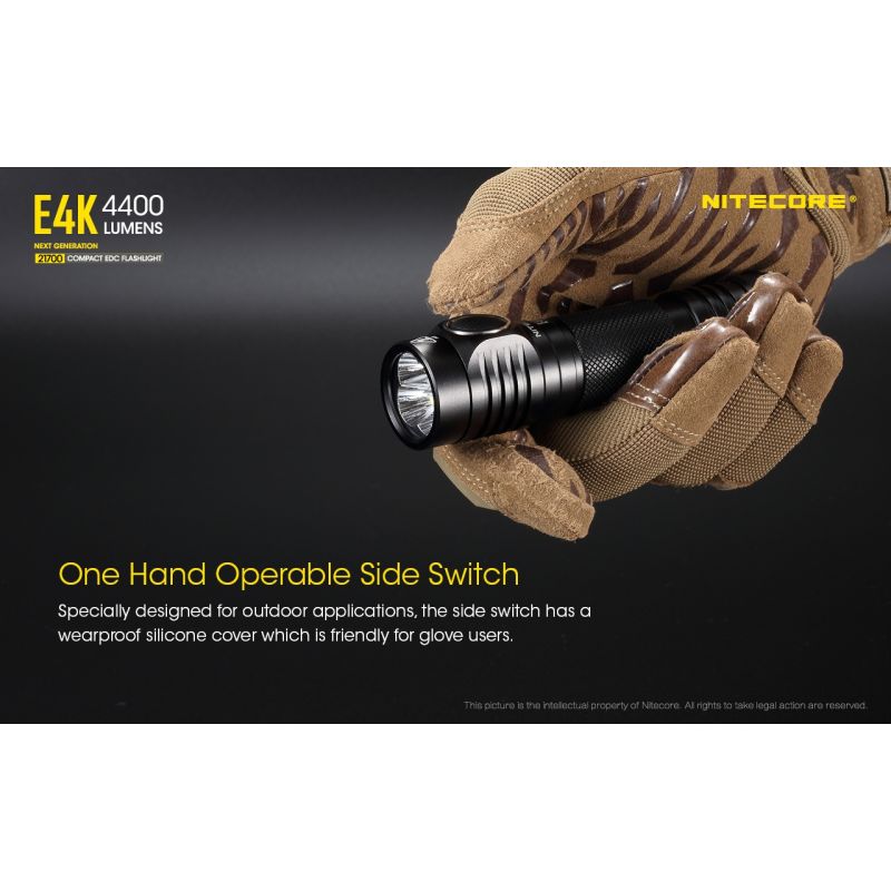Nitecore E4K 4400 Lumenów LED XP-L2 V6 Kompaktowa Latarka EDC IP68 Wodoodporna Wysoka Jasność Niezawodna