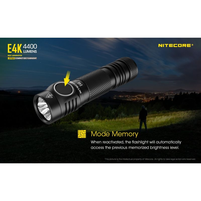 Nitecore E4K 4400 Lumenów LED XP-L2 V6 Kompaktowa Latarka EDC IP68 Wodoodporna Wysoka Jasność Niezawodna