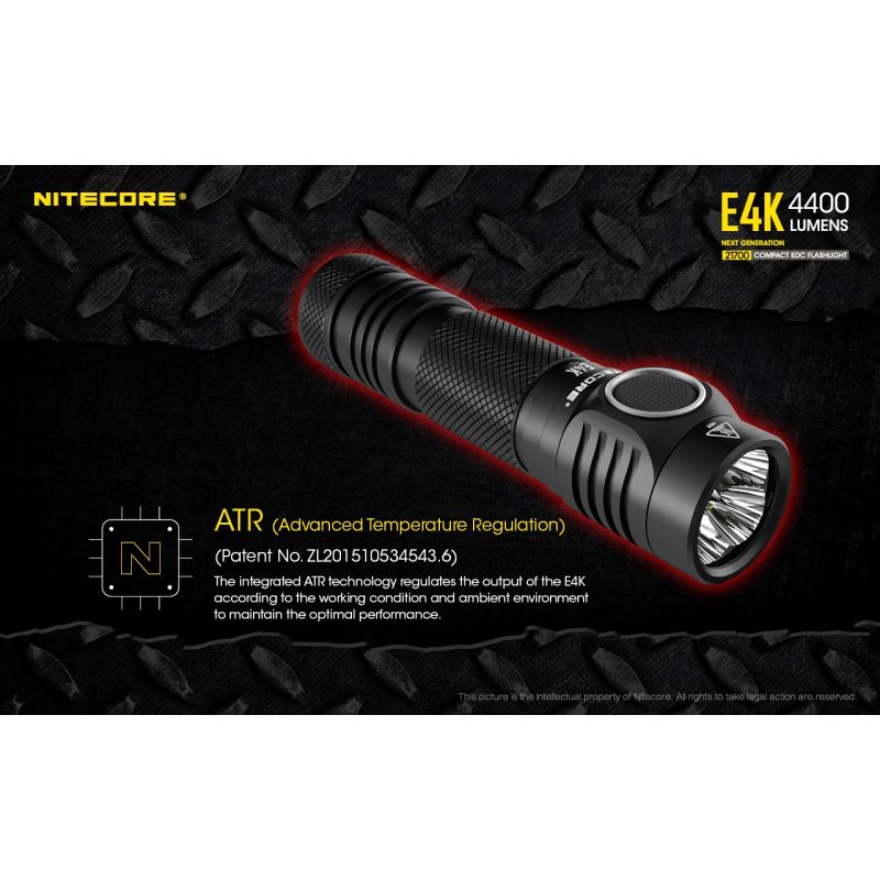 Nitecore E4K 4400 Lumenów LED XP-L2 V6 Kompaktowa Latarka EDC IP68 Wodoodporna Wysoka Jasność Niezawodna