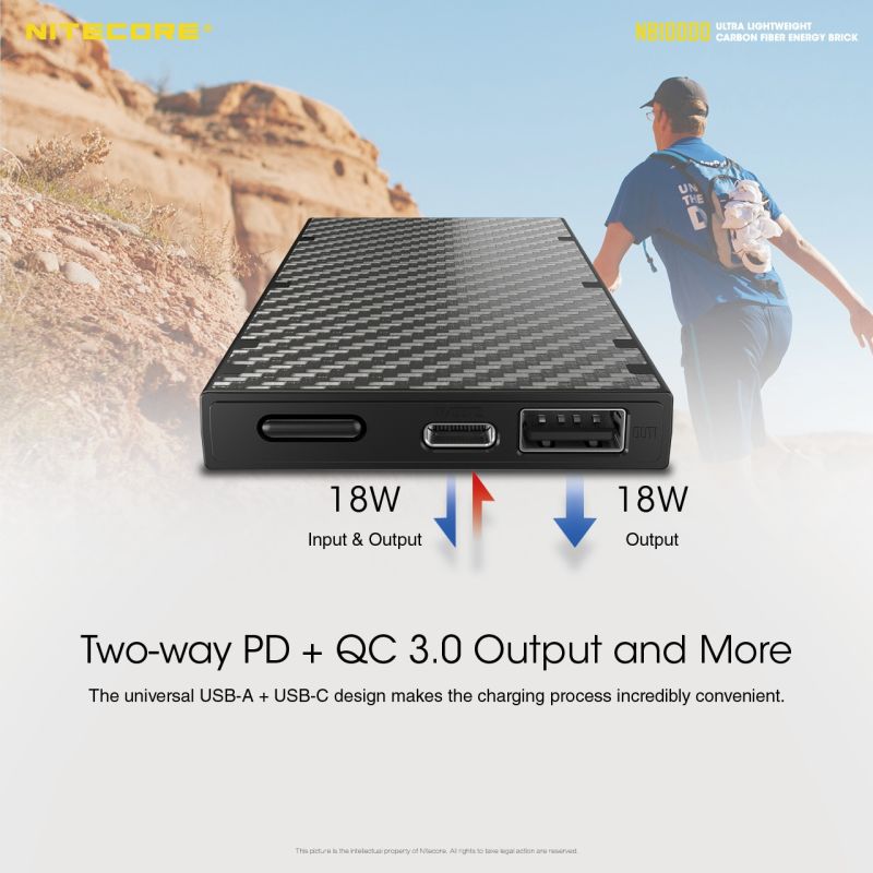 NITECORE NB10000 QC Power Bank 10000mAh lekki i kompaktowy USB USB-C idealny do szybkiego ładowania iPhone 11