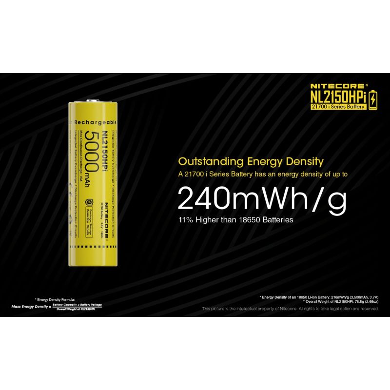 Akumulator NITECORE NL2150HPI 5000mAh 21700 Li-Ion wysoka wydajność bezpieczeństwo obwody ochronne