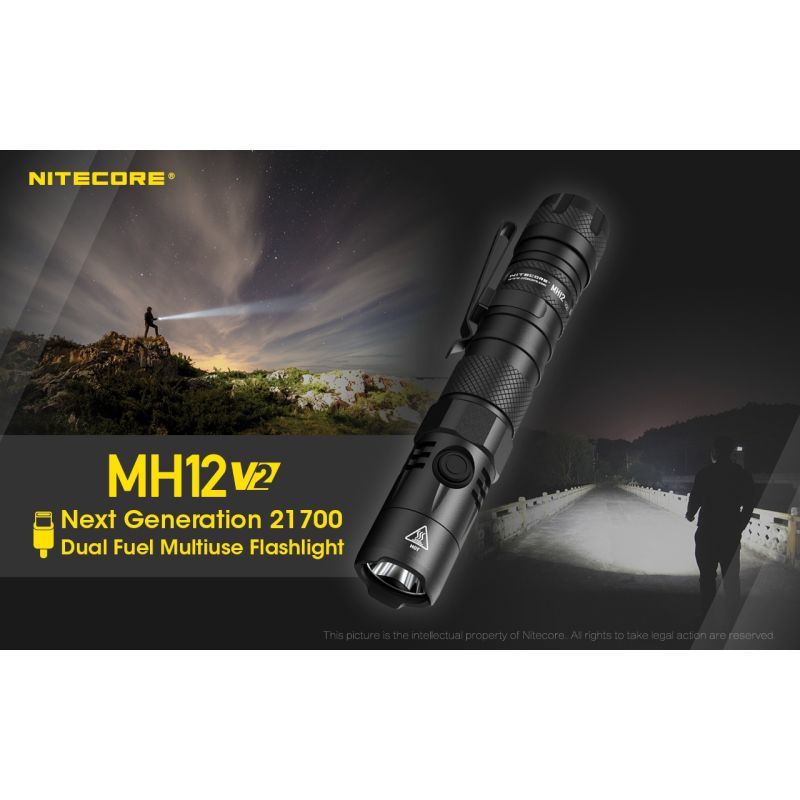 Latarka Nitecore MH12 V2 XP-L2 V6 LED 1200 lumenów z akumulatorem 21700 wytrzymała wodoodporna i jasna