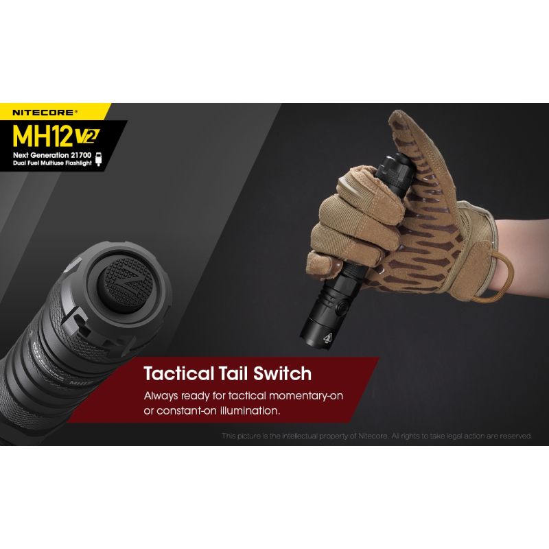 Latarka Nitecore MH12 V2 XP-L2 V6 LED 1200 lumenów z akumulatorem 21700 wytrzymała wodoodporna i jasna