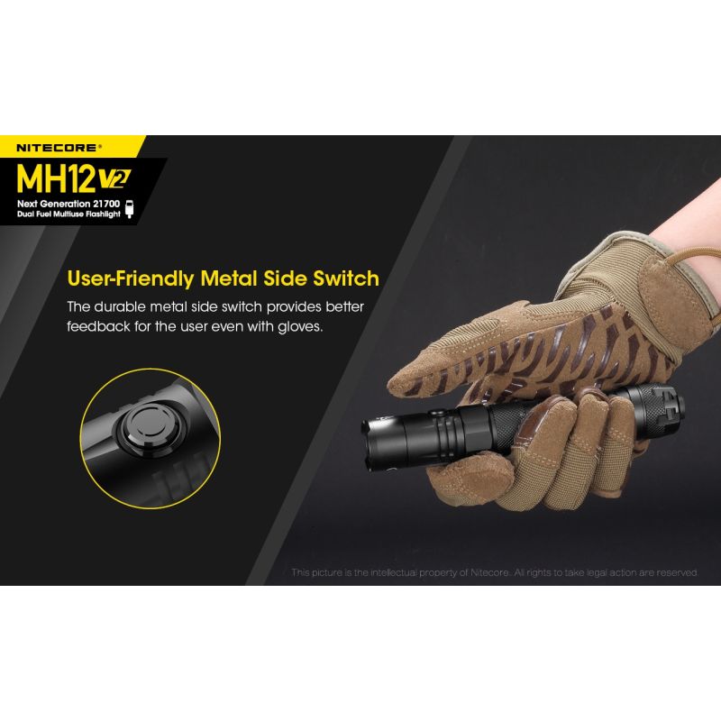 Latarka Nitecore MH12 V2 XP-L2 V6 LED 1200 lumenów z akumulatorem 21700 wytrzymała wodoodporna i jasna