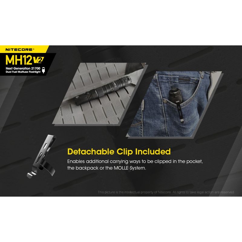Latarka Nitecore MH12 V2 XP-L2 V6 LED 1200 lumenów z akumulatorem 21700 wytrzymała wodoodporna i jasna