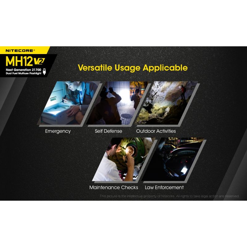 Latarka Nitecore MH12 V2 XP-L2 V6 LED 1200 lumenów z akumulatorem 21700 wytrzymała wodoodporna i jasna