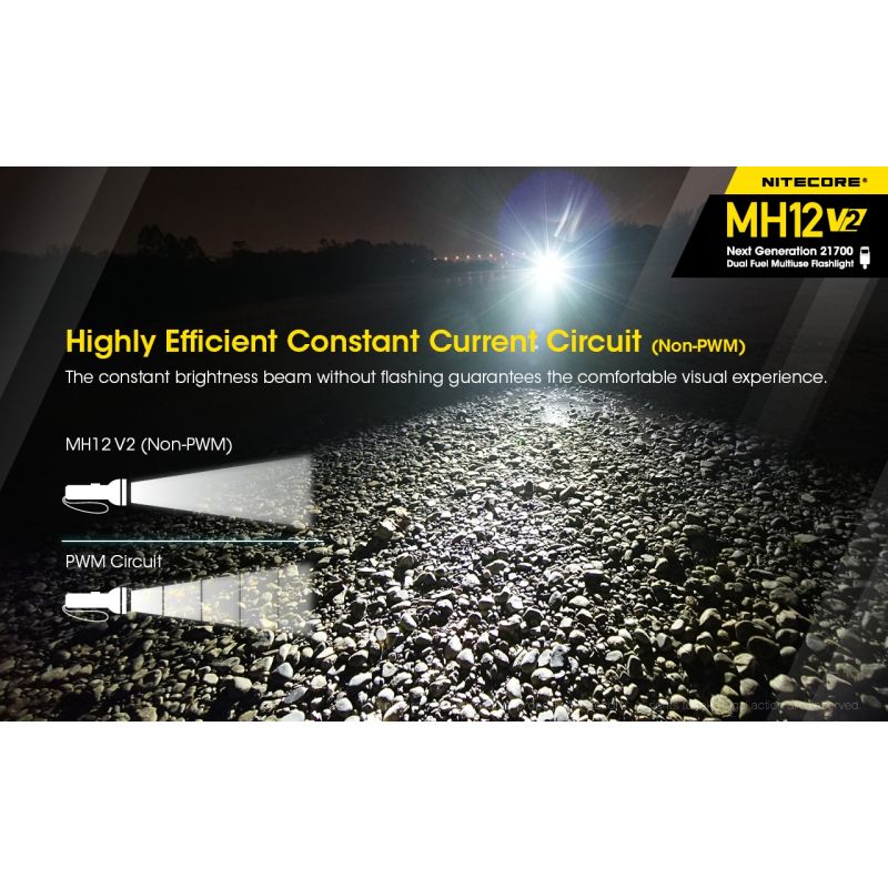 Latarka Nitecore MH12 V2 XP-L2 V6 LED 1200 lumenów z akumulatorem 21700 wytrzymała wodoodporna i jasna