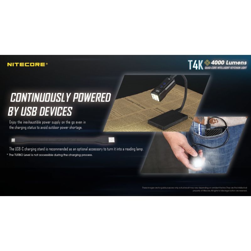 Kompaktowa latarka Nitecore T4K 4000 lumenów z diodami XP-L2 V6 i ładowaniem USB-C przenośna latarka