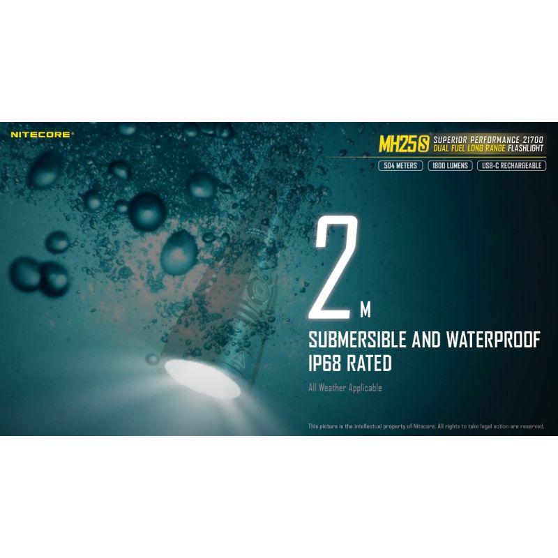 Latarka Nitecore MH25S 1800 lumenów Luminus SST-40 USB-C latarka survivalowa wszechstronne tryby światła