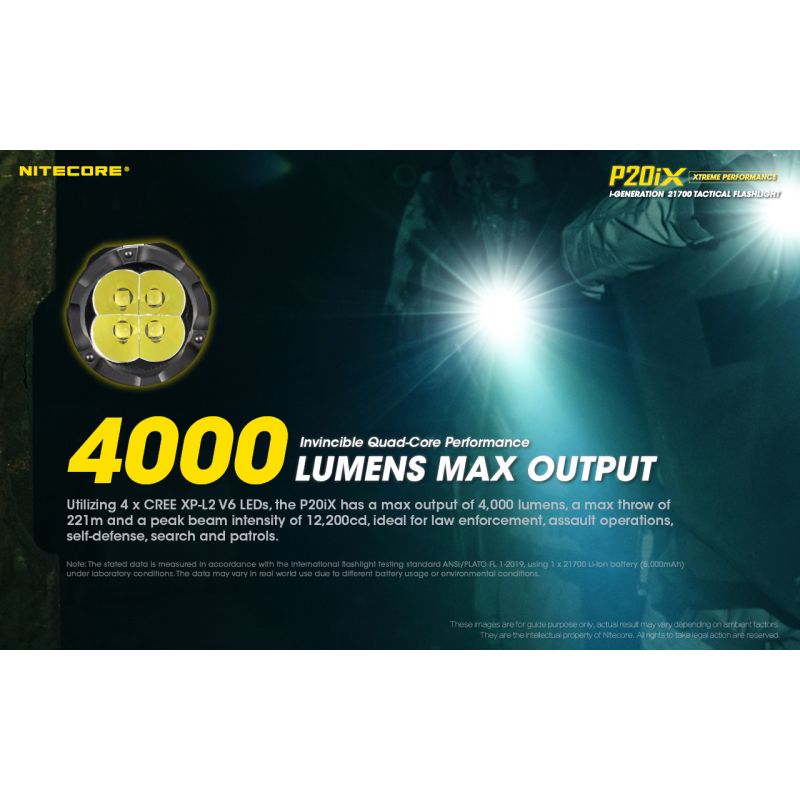 Nitecore P20ix 4000 lumenów latarka taktyczna ładowalna USB-C z 4 x XP-L2 V6 LED wysoka jasność outdoorowa