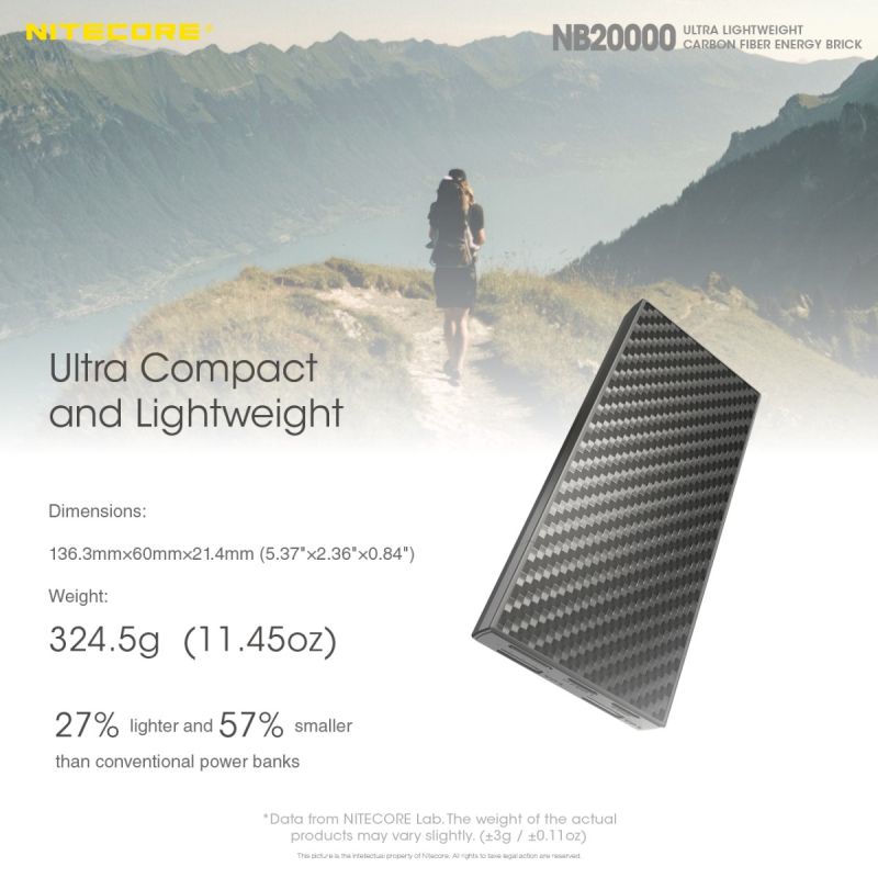 Nitecore NB20000 QC lekki wytrzymały power bank 20000mAh szybkie ładowanie USB USB-C idealny gadżet outdoorowy