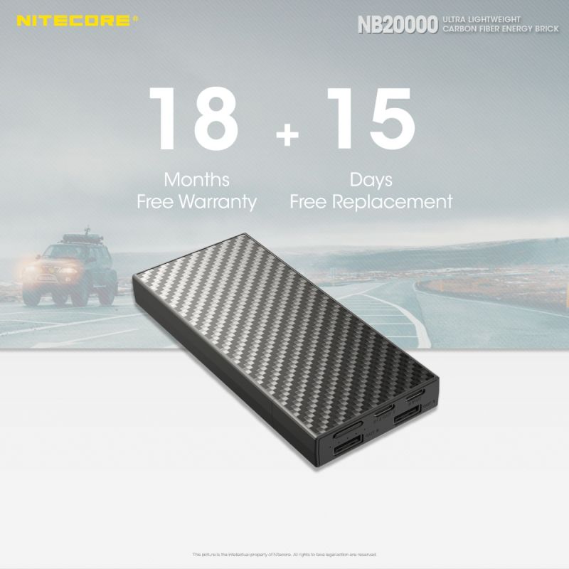 Nitecore NB20000 QC lekki wytrzymały power bank 20000mAh szybkie ładowanie USB USB-C idealny gadżet outdoorowy