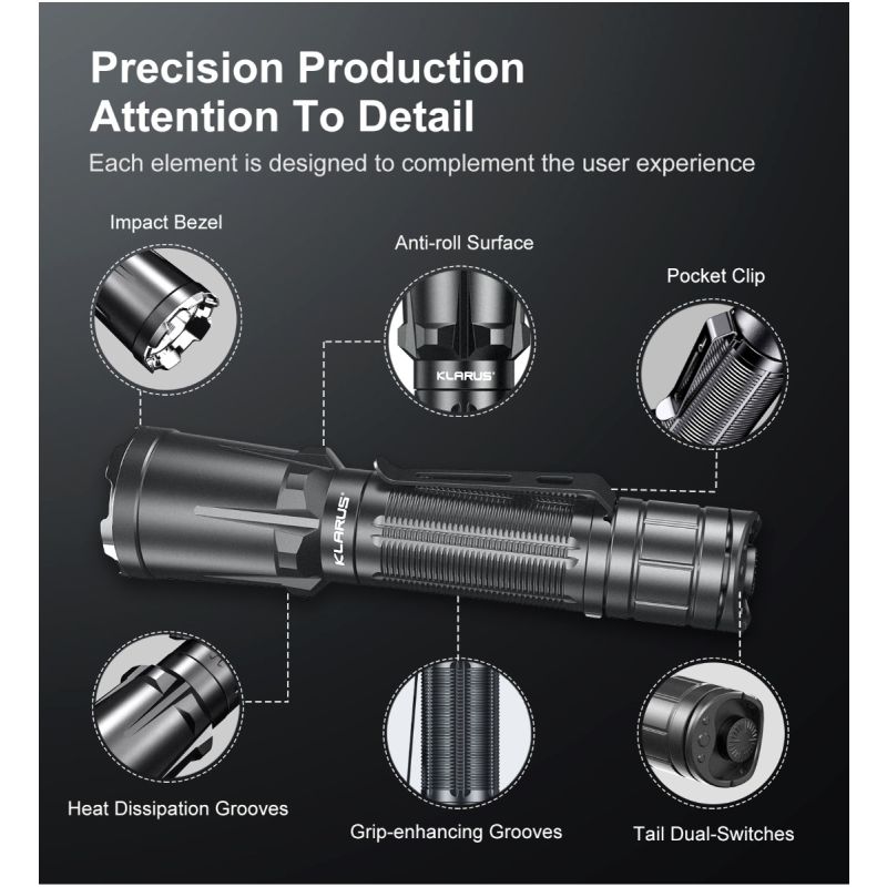 Klarus XT11GT PRO V2.0 latarka taktyczna 3300 lumenów szybkie ładowanie USB-C wodoodporna dla miłośników outdooru