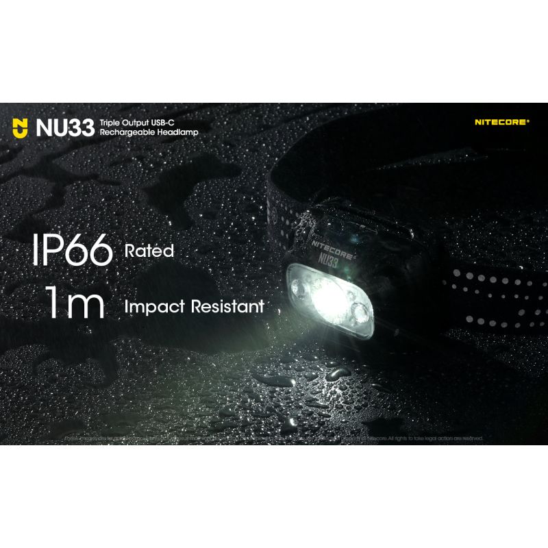 Nitecore NU33 latarka czołowa USB-C 700 lumenów lekka i wodoodporna idealna do wędrówek i kempingu