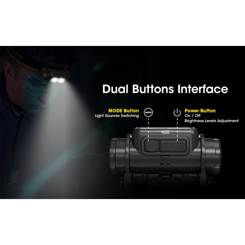 Latarka czołowa Nitecore NU50 1400 lumenów LED wszechstronne oświetlenie outdoorowe z długim czasem pracy