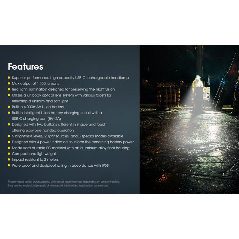 Latarka czołowa Nitecore NU50 1400 lumenów LED wszechstronne oświetlenie outdoorowe z długim czasem pracy