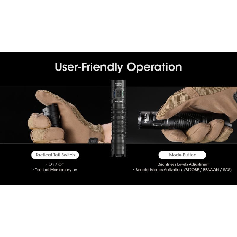 Nitecore MH12 Pro ładowalna latarka USB-C 3300 lumenów wysoka jasność idealna na nocne wędrówki i przygody