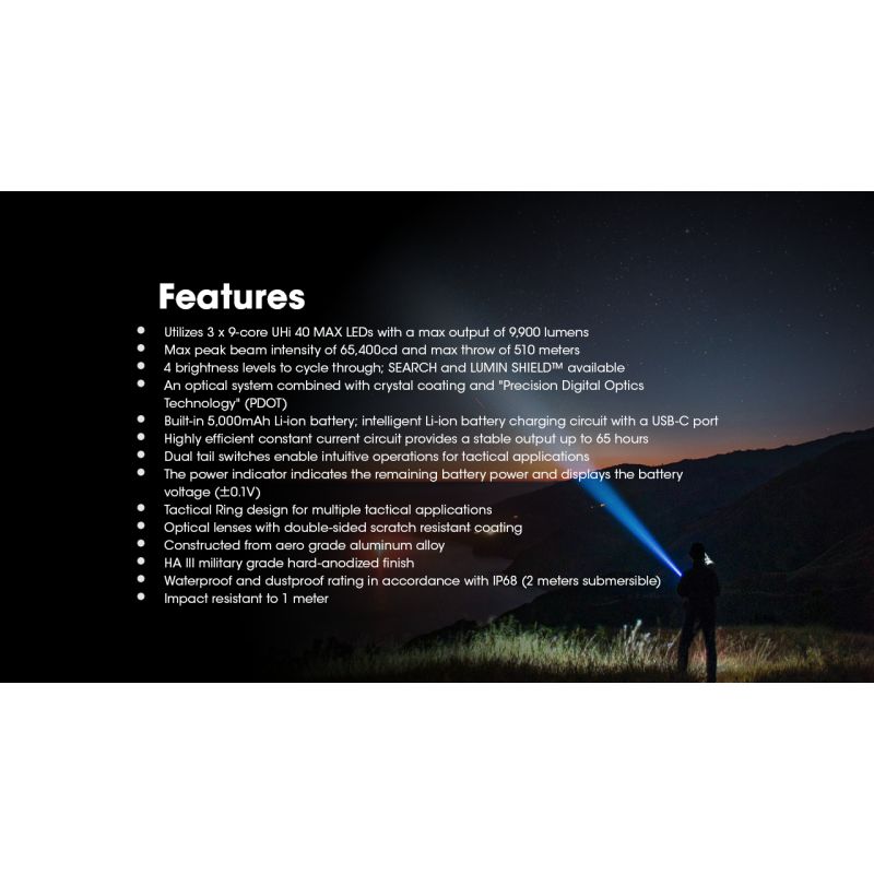Latarka Nitecore TM9K PRO 9900 lumenów latarka wysokiej wydajności USB-C ładowanie zasięg 510 metrów