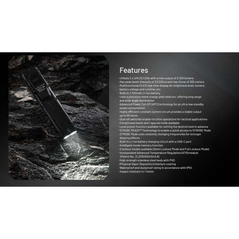 Ładowalna latarka USB-C NITECORE EDC27 UHi 3100 lumenów kompaktowa lekka latarka outdoorowa wysokiej jasności