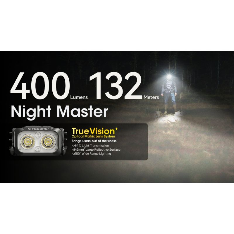 NITECORE NU25 latarka czołowa 400 lumenów USB-C lekka akumulator outdoor bieganie na orientację biwak