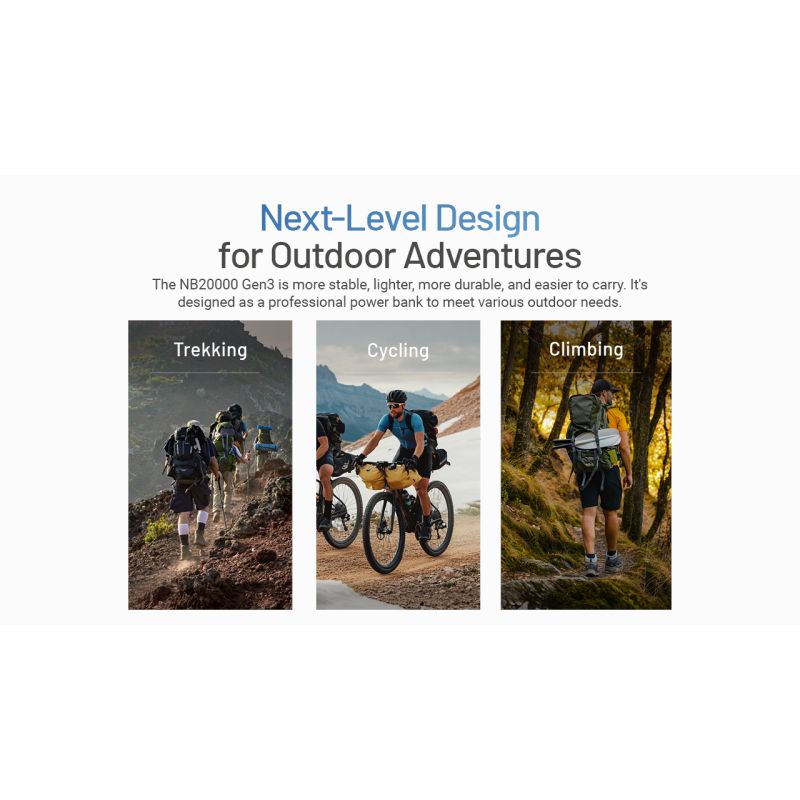 Nitecore NB20000 Gen3 QC power bank USB-C 20000mAh wysoka pojemność kompaktowy design przenośna ładowarka