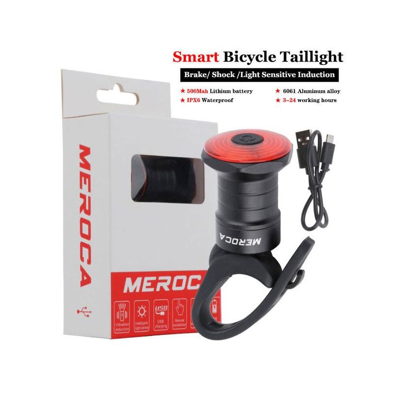 Inteligentne światło tylne rowerowe z auto start stop i ładowaniem USB wodoodporne IPX6 LED oświetlenie