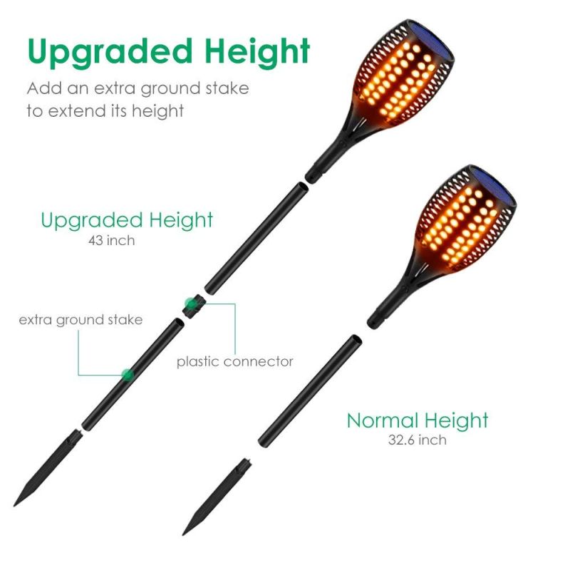 Ulepszone pochodnie solarne na patio wodoodporne światła zmierzch do świtu z efektem migoczącego płomienia