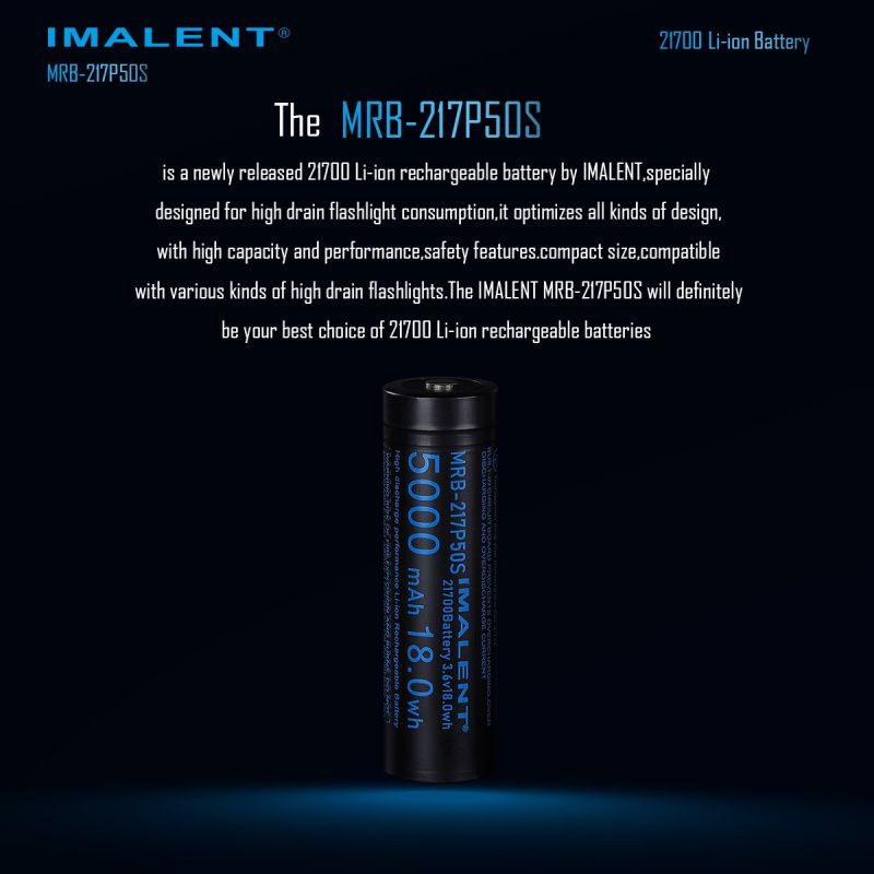 IMALENT MRB-217P50S Akumulator 21700 5000mAh Li-ion 3.6V do Latarek LED | Wysoka Pojemność!