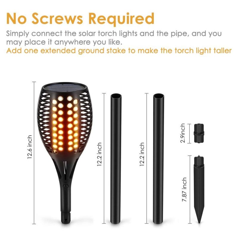 Ulepszone pochodnie solarne na patio wodoodporne światła zmierzch do świtu z efektem migoczącego płomienia