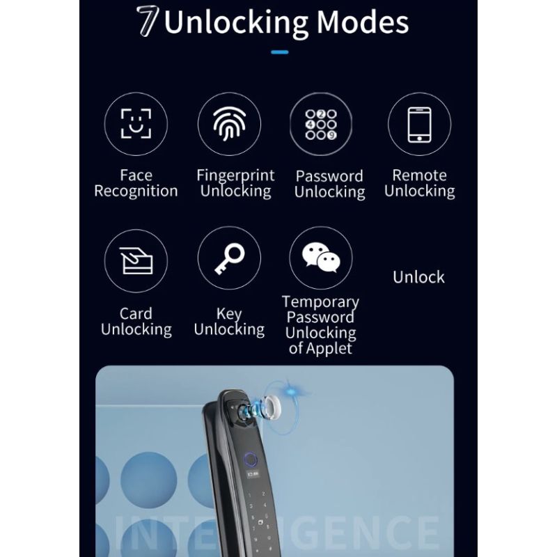 Inteligentny zamek 3D z kamerą bezpieczeństwa sześć metod odblokowywania ochrona domu nowoczesna wygoda